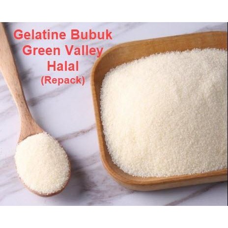 

(Allthebest) Gelatine Powder Gelatine Bubuk Green Valley Halal Repack 100 gr