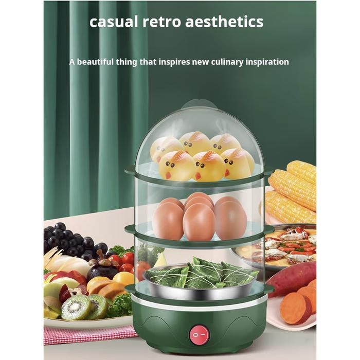 Electric Food Steamer Alat Kukus Listrik Multifungsi 3 Susun