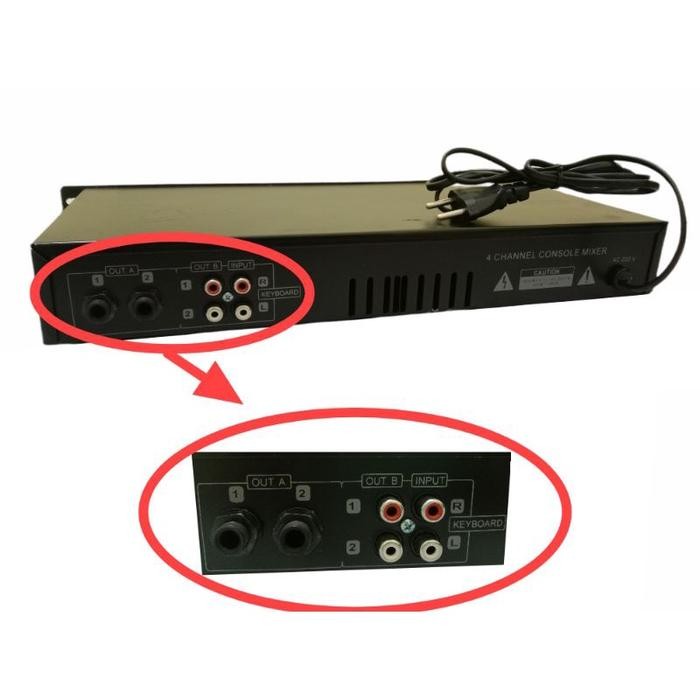 (Allthebest) Mixer 4 Channel Mic karaoke ( Bisa untuk Power TOA Masjid )