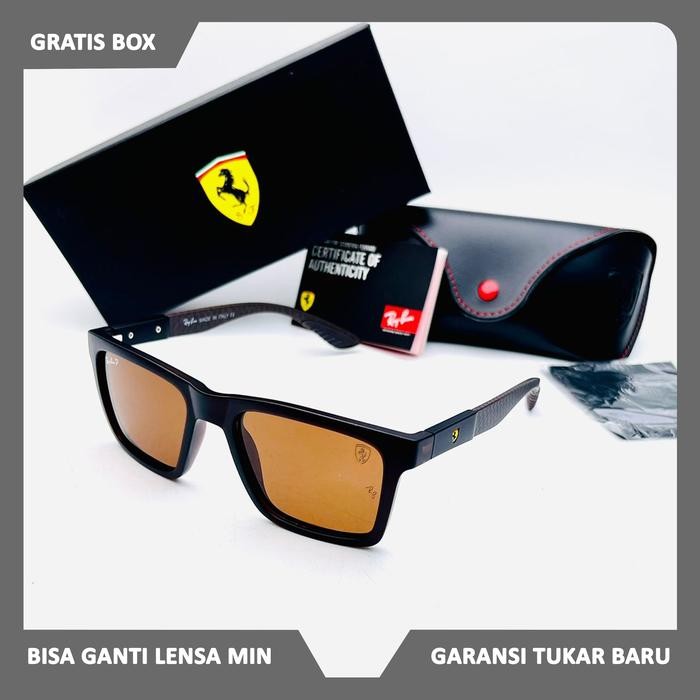 New Kacamata Sangglass Rayban006 Ferarri 8342 Kotak Polarized + Uv400 / Kacamata Pria / Kacmata