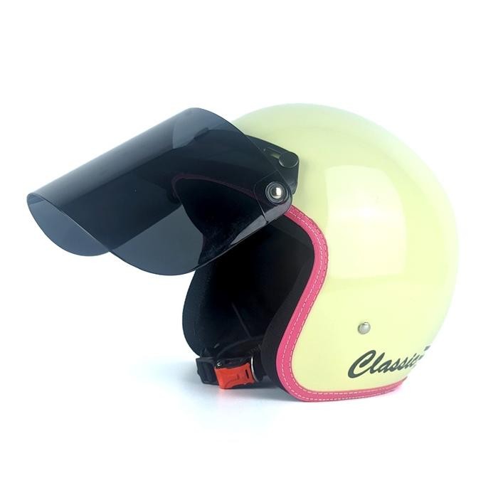(Allthebest) BPT Helmet Helm Bogo Wanita Hijab Dewasa SNI Lis Kulit Pink Jumbo