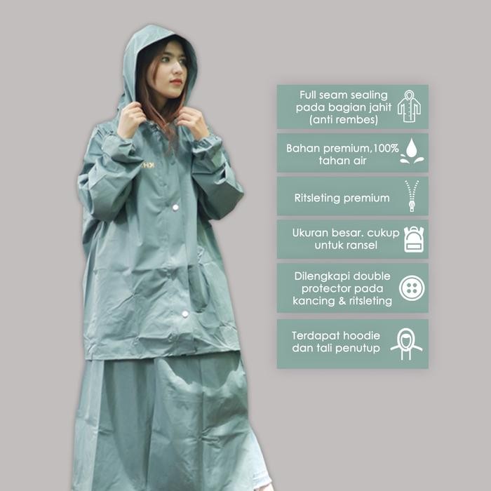 (Allthebest) Jas Hujan Raincoat wanita Rok KHN tebal berkwalitas premium Anti