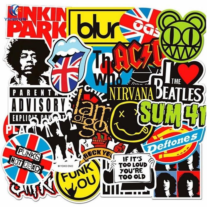 [Allthebest] STICKER BAND 50 PCS STIKER TUMBLR STICKER GITAR KOPER HELM LAPTOP HP