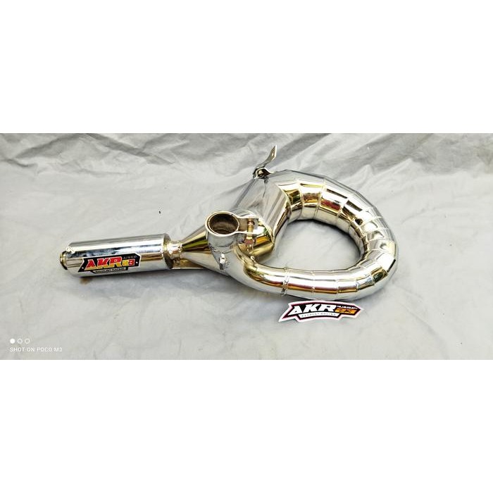 KNALPOT VESPA RACING KANAN PENDEK D FULL CROOME AKR23