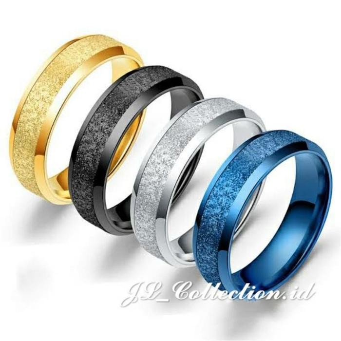 (Expert) FAVORITE Cincin Pasir Titanium emas silver hitam cincin titanium pasir