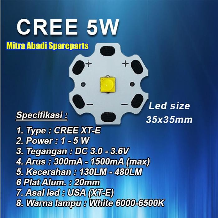 New HPL 5W/High Power LED 5 Watt CREE XT-E White diameter 20mm