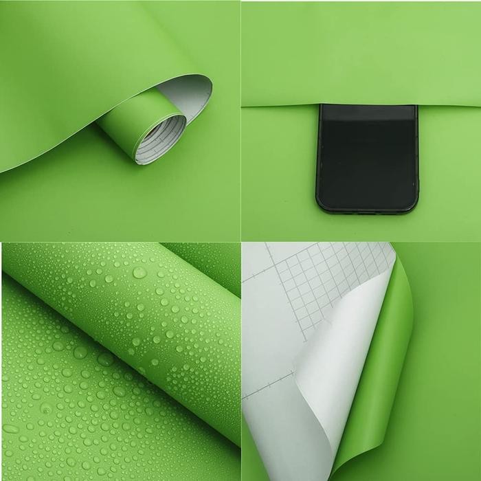 New wallpaper stiker dinding polos hijau uk 45cm x 10m