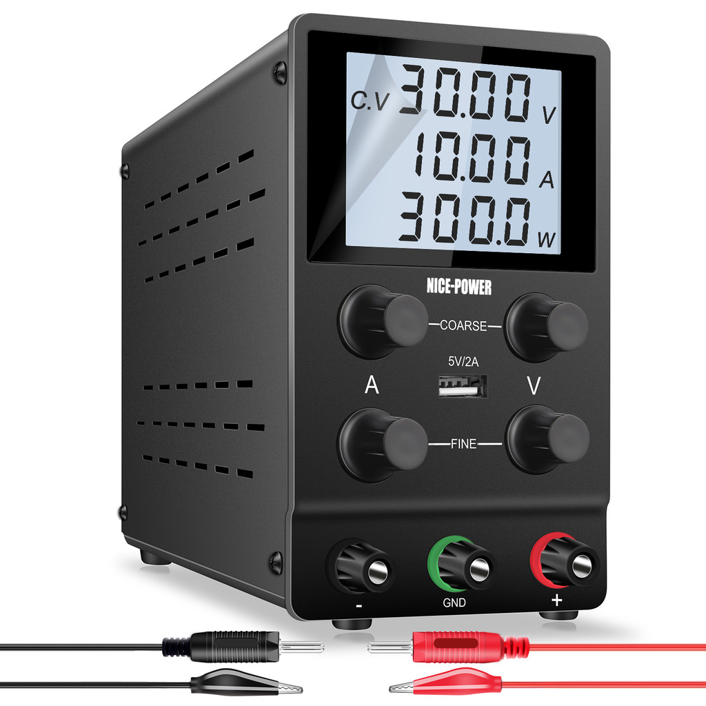Nice-power LCD Lab DC Power Supply 30V 10A 220V to 12V Adjustment