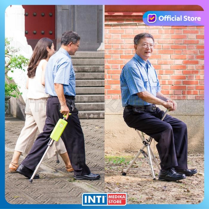 TADA CHAIR - 2IN1 TONGKAT LIPAT + KURSI DUDUK PRAKTIS & INSTANT 2 JARI