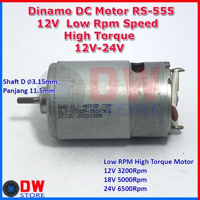 (Expert) Dinamo DC Motor RS555 RS-555 12V - 24V Low RPM Speed High