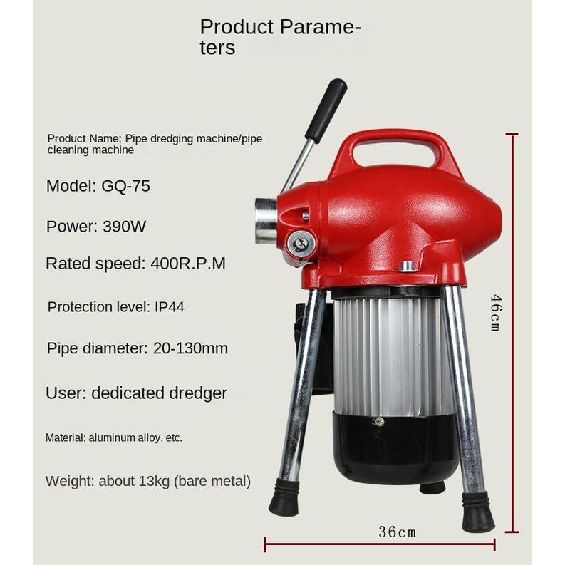 Mesin Saluran Pipa Air Mampet Electric Drain Cleaner Gq 75