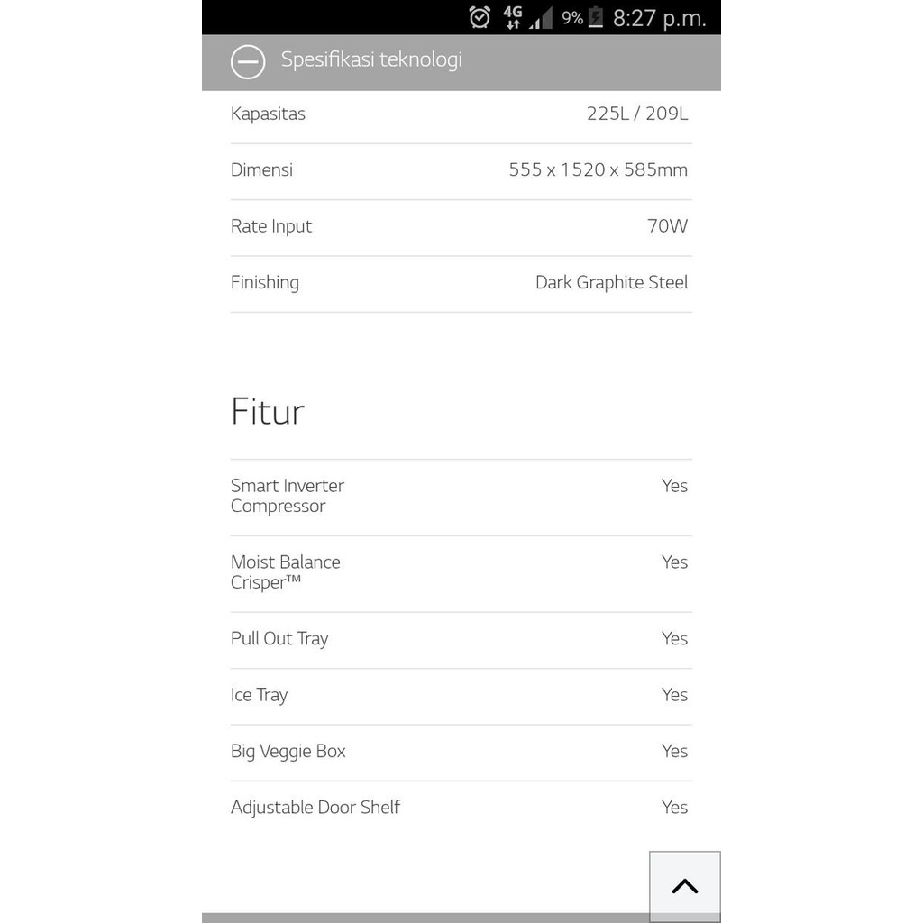 [Expert] Kulkas LG GN-B 215 SQMT 2 Pintu INVERTER NOFROST GN-B215SQMT Lemari