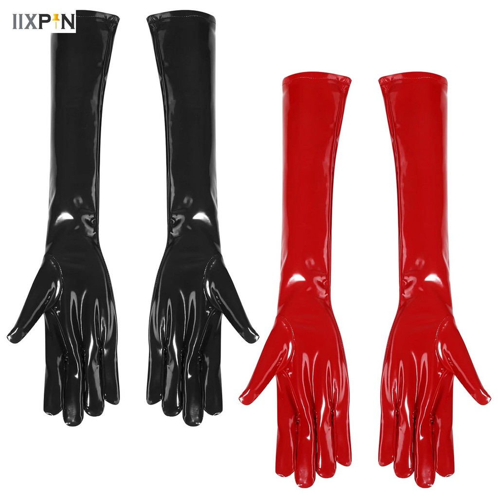 Sale Sexy Women Faux Leather Long Gloves Latex Cosplay Clothing Pole Dancing Night Club Gloves