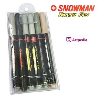 

snowman brush pen set 6 - brush pen 6 colour bm-6 / spidol snowman set 6 - snowman brush pen 6 set