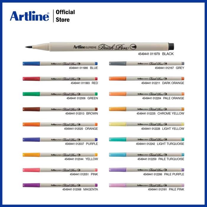 

brush pen artline supreme brush pen 24 colours epfs-f/24w kode 264