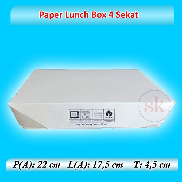 (50pcs) PAPER LUNCH BOX 4 SEKAT /PAPER BOX ANTI BOCOR 4 SEKAT