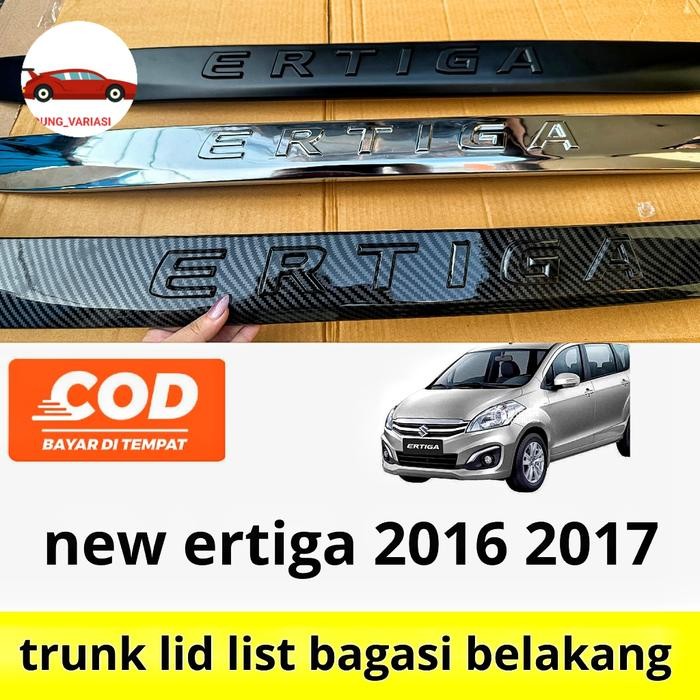 trunk lid list bagasi belakang new Ertiga 2016 2017 emboss chrome hitam Carbon