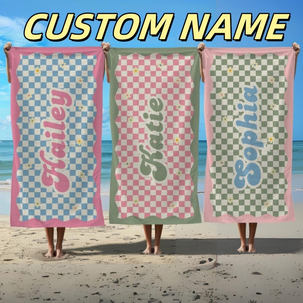 Custom Name Beach Towels Microfiber Towel Anti-Sand Quick-Drying Bath Towel Personalized For