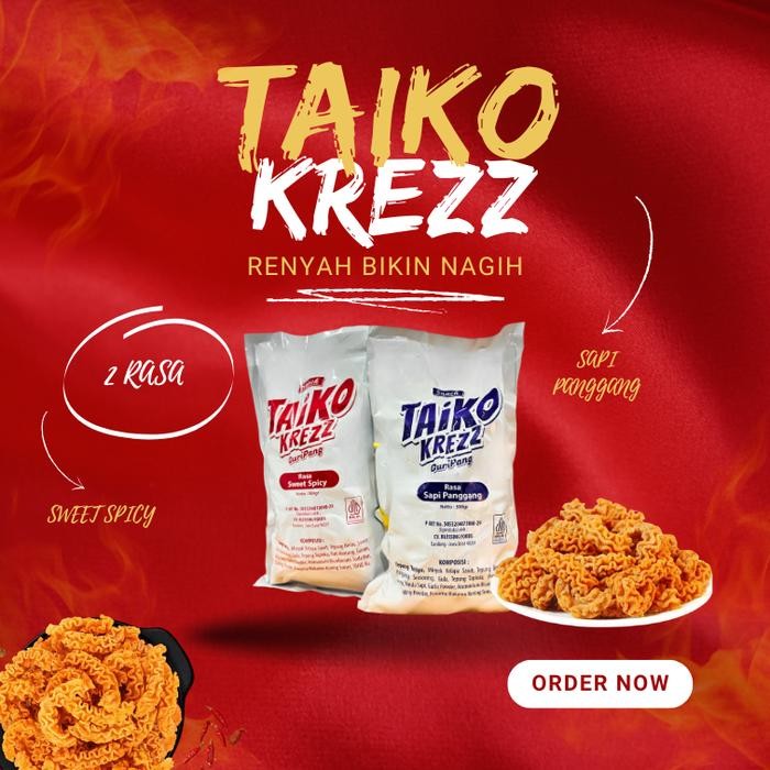 

COD Taiko Krezz 500g/1000g, camilan/makanan kembung/ puffed, citarasa baik, renyah dan lezat,
