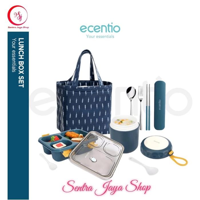 TERLARIS Ecentio Kotak Makan Set Lunch Box Tas