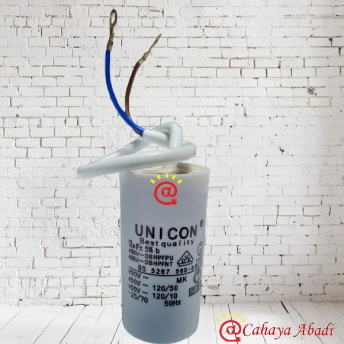 Pcb Kapasitor 12Mf 450Vac Bulat Unicon / Capacitor Mesin Cuci / Kapasitor Pompa 12 Mf 450V Ac