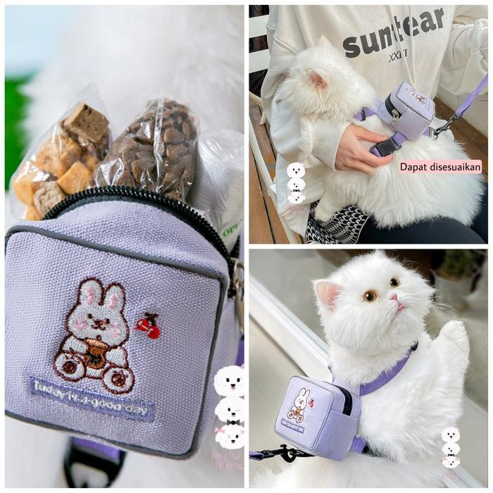Tali tuntun lucu kucing anjing kecil backpack harness cats and dogs