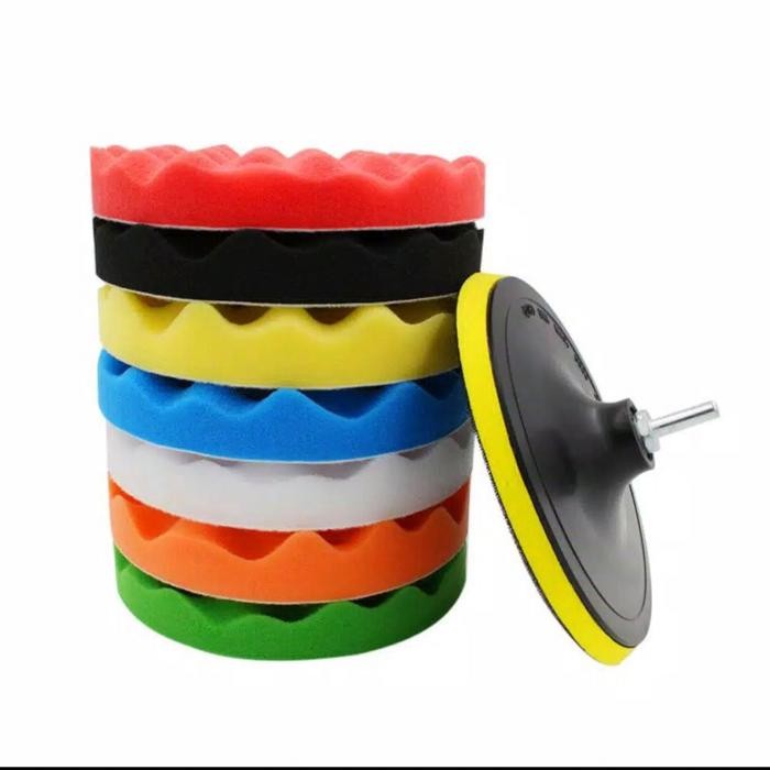 Set 9Pcs M14 Alat Poles Polisher 5 Inch Sponge Spon Wool Pad Velcro
