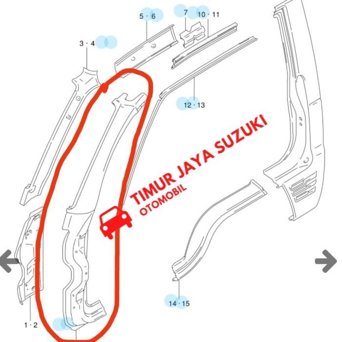 Panel Pilar Kusen Pintu Luar Bagian Depan, Dudukan Engsel Pintu Futura Sparepart Suzuki