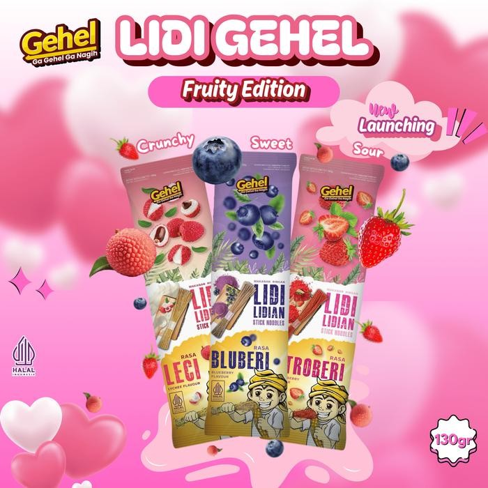 

LIDI GEHEL FRUITY EDITION (Strawbery, Leci, Bluberi)-InstanNoodle Food Mie Goreng Makanan