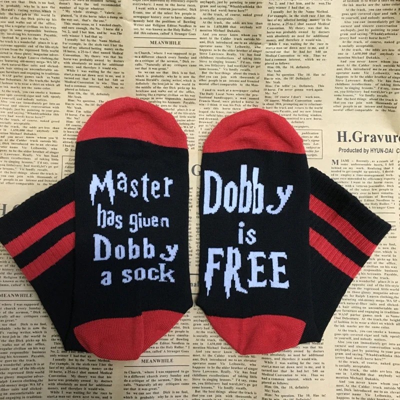 Unisex Novelty Socks "Master Has Given Dobby A Sock Dobby Is Free" Funny Socks Soft Cotton Casual
