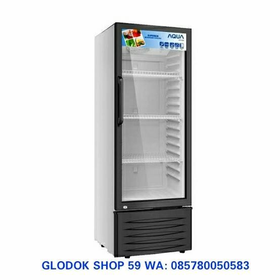 AQUA Showcase Cooler AQB-261VL Big Handle Door Black Color 260L New Kode 325