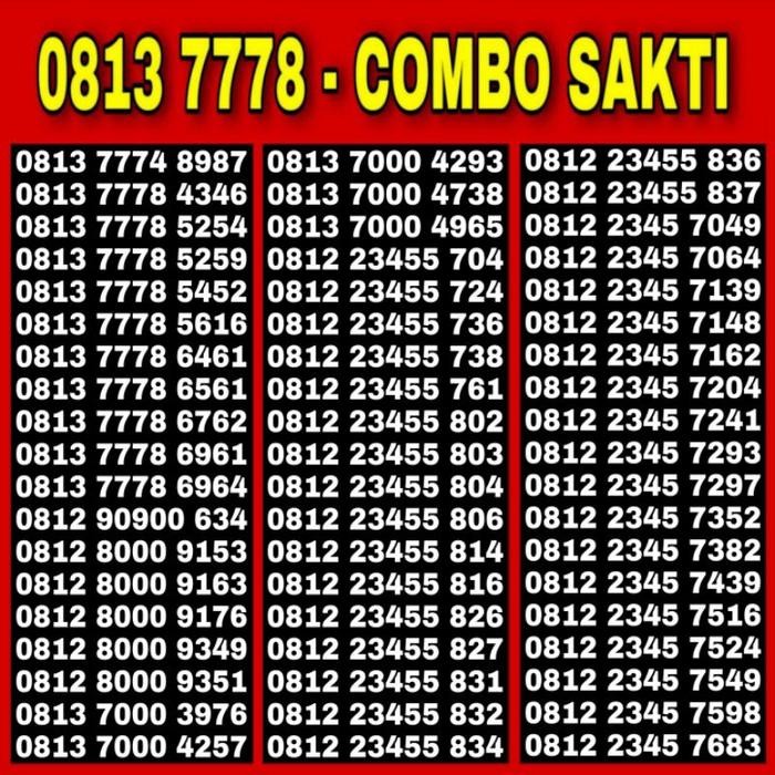 (Allthebest) Nomor Cantik simpati Combo Sakti 08122200