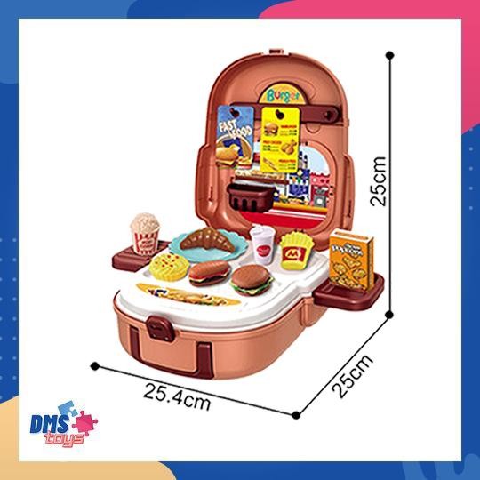 Mainan Anak Tas Backpack Burger Set Peran Edukasi
