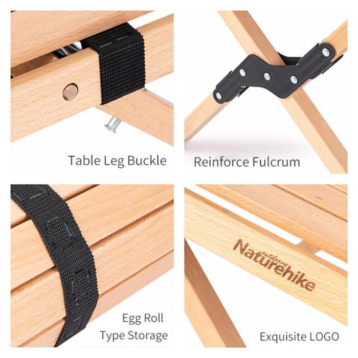 (Allthebest) Meja Lipat Naturehike NH19JJ009 Portable Wood Roll Table