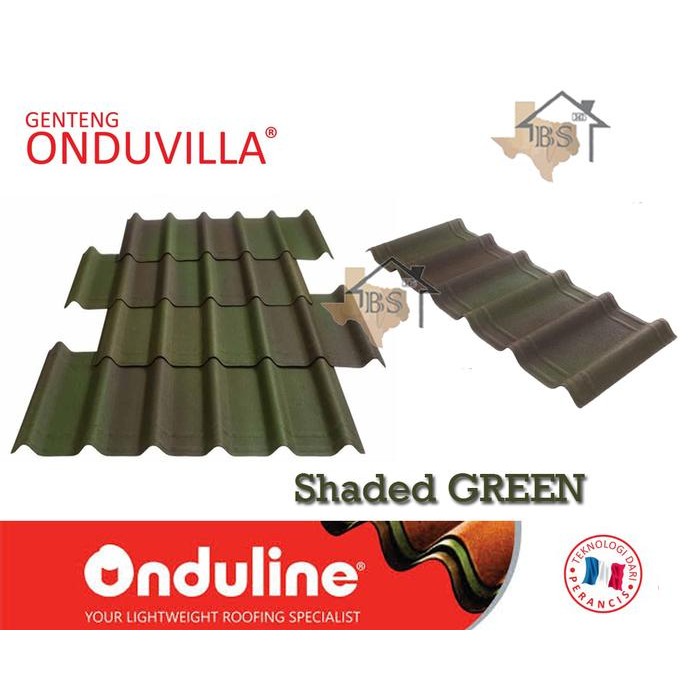 GENTENG ONDUVILLA SHADED GREEN /ATAP SIRAP BITUMEN 1060MM X 400MM *