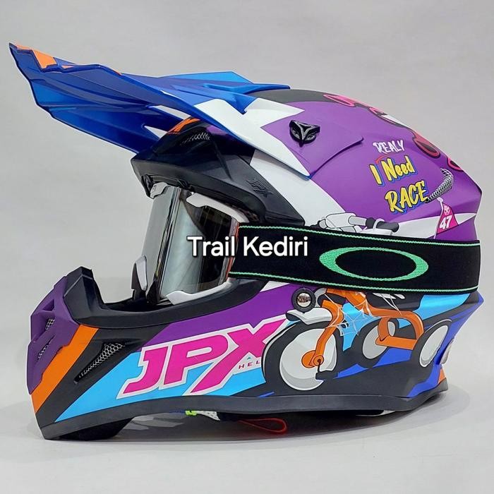 PREMIUM Jpx Fox1 X40 Black Dop Cross Helm Trail Google
