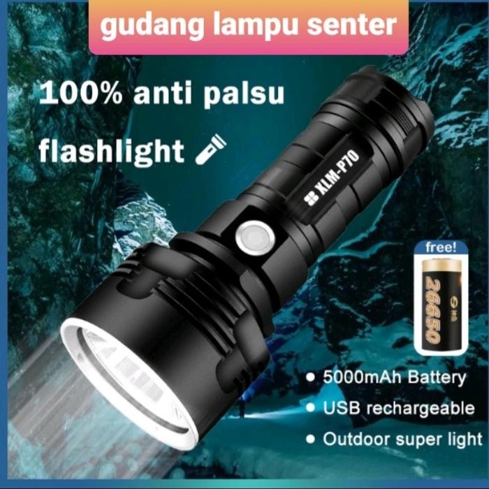 SENTER XLM P70 SENTER LED USB CHARGER SUPER TERANG PAKET LENGKAP