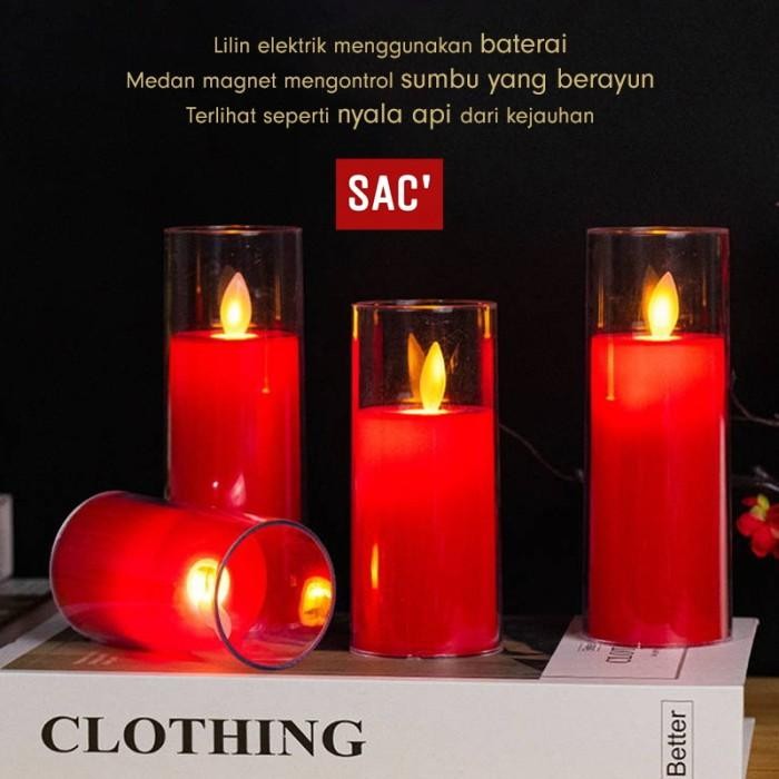 VIORA Lilin LED Sembahyang Lampu Hias Elektrik Sumbu Goyang Flameless Smokeless Swing Head Electric