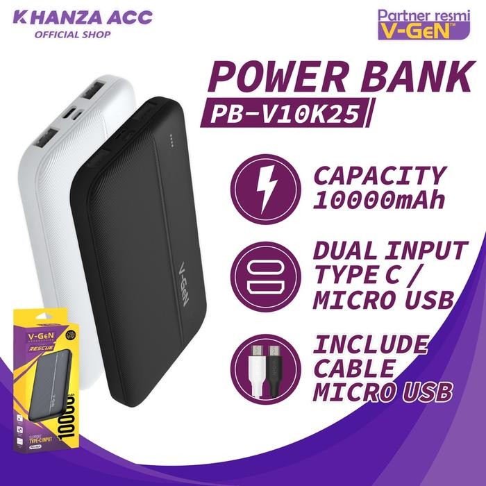 (Expert) KHANZAACC VGEN V10K25 Powerbank 10000mah Original Dual Input Slim