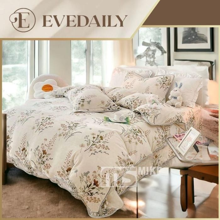 Bedcover Set Motif Theresia - Bunga - Putih - Mewah - 90x200 - 200x200 - Evedaily