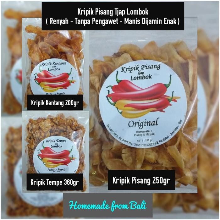 

Ready Kripik Pisang / Kentang Tjap Lombok Khas Bali