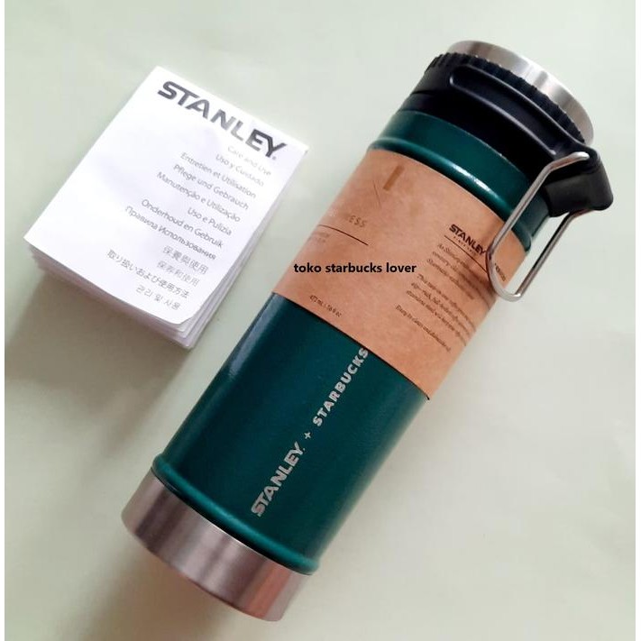 TERBARU Starbucks Stanley Coffee Press Stainless Steel 473ml Dark Green with Handle