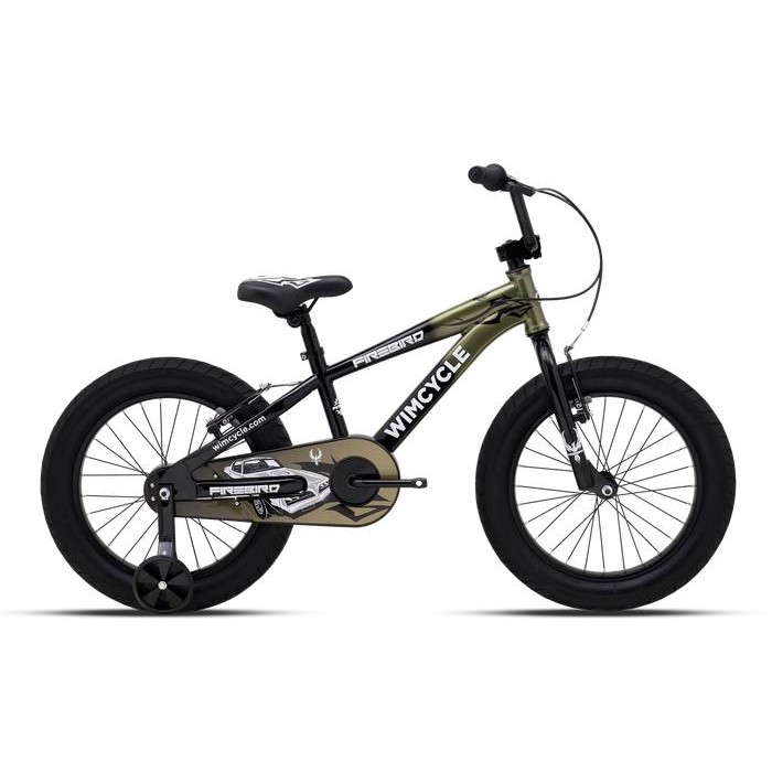 NEW Sepeda Anak BMX 18" Dengan Roda Bantu Wimcycle Firebird 18 - BLACK SILVERSTONE GREEN