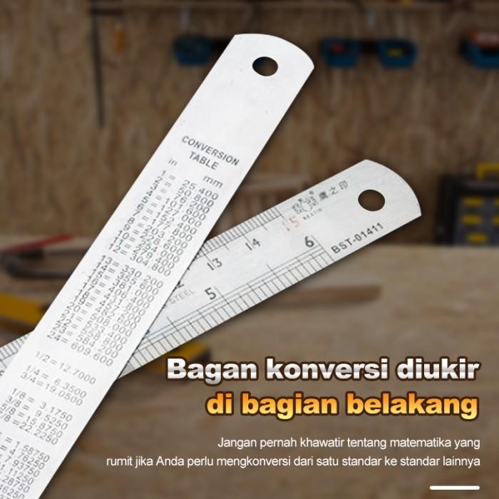 

Penggaris Besi 200/300/500/600/1000/1500/2000mm Metal Stainless Steel Ruler Mistar Tools Metric