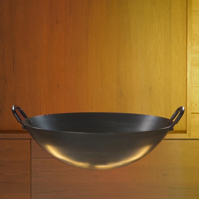 Wajan Carbon Steel Wok Dual Handle Seasoned