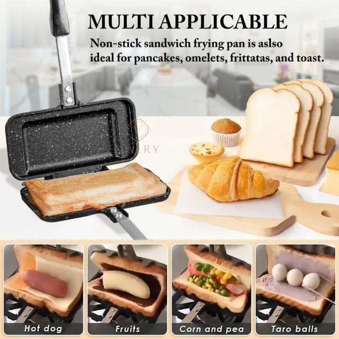 Valry Sandwich sosis maker cetakan kue roti anti lengket wajan pembuat bread hotdog waffle maker