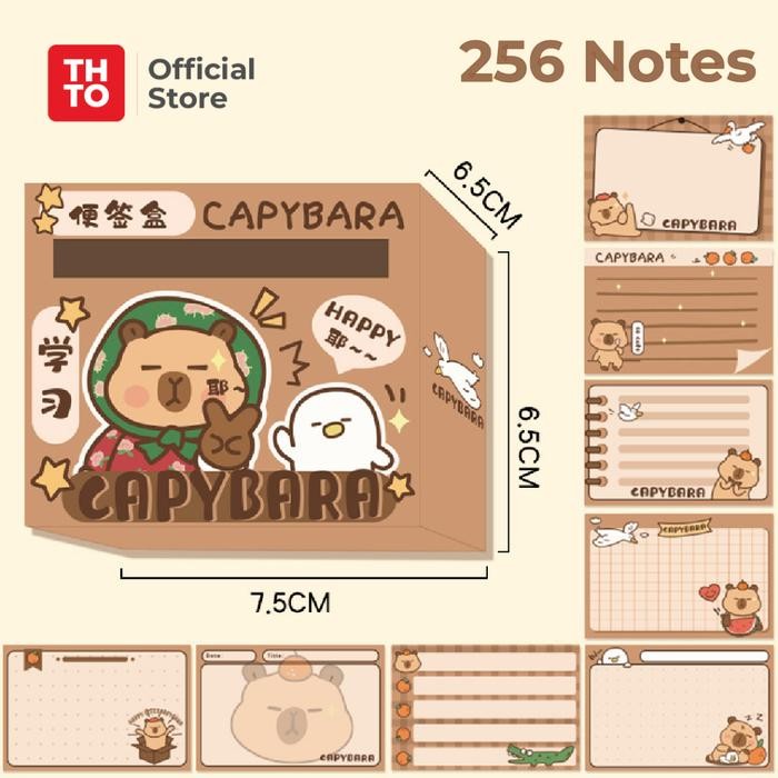 

THTO Sticky Notes Box Capybara 256 Pcs Note Memo Koreksi Stationery Lucu A127