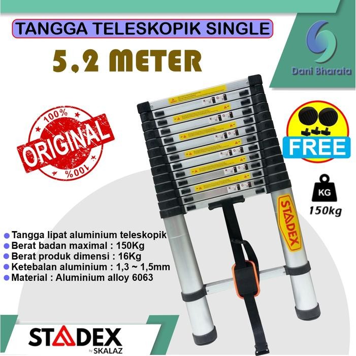 

Terlaris Tangga Teleskopik / Tangga Telescopic Single Merek Stadex 5,2 Meter