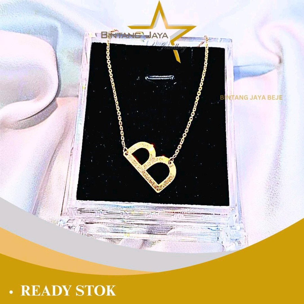 Kalung Emas Asli Rantai Elly Huruf B (16K) - 4.03gr - Desain Simple Elegan - Ideal untuk Aktivitas S