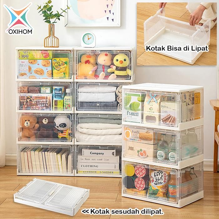 

Oxihom Container Box Lipat Kotak Penyimpanan Folding Storage Box Plastik Mainan Pakaian